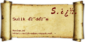 Sulik Ádám névjegykártya