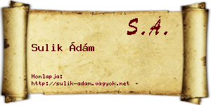 Sulik Ádám névjegykártya